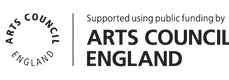 Arts Council England Logo. Written next to it is 'supported using public funding'
